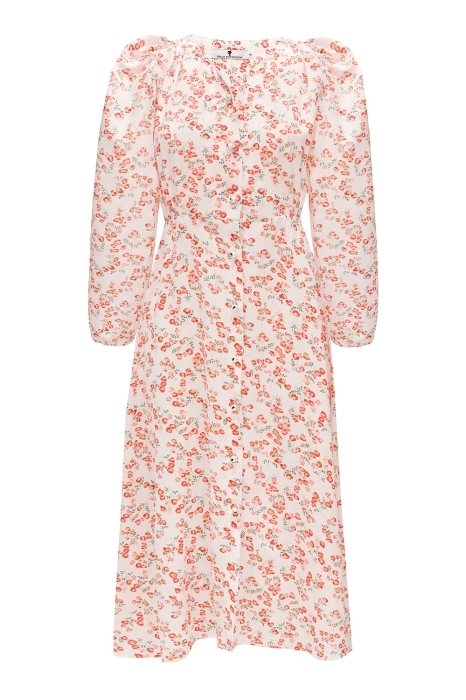 Платье - халат "Ирэн" молочное, цветочный принт