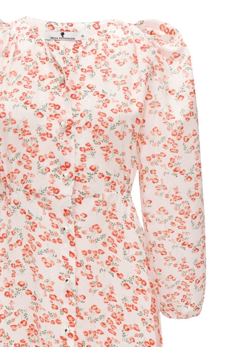 Платье - халат "Ирэн" молочное, цветочный принт