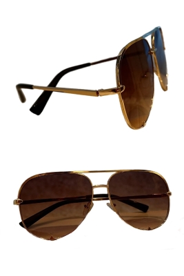 Очки солнцезащитные, золотистая оправа, коричневая линза