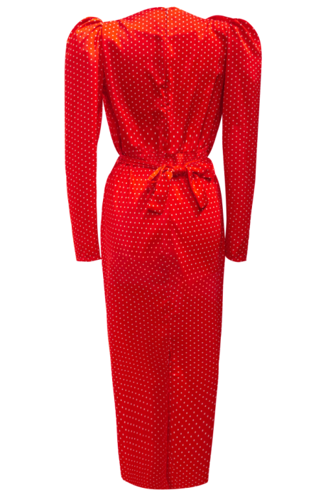 Платье "Грейсис" красное, принт "горошек", миди