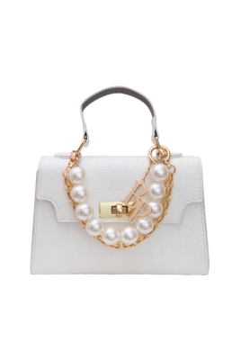 Сумка "Пэгги" белая, эко-кожа, имитация кожи крокодила