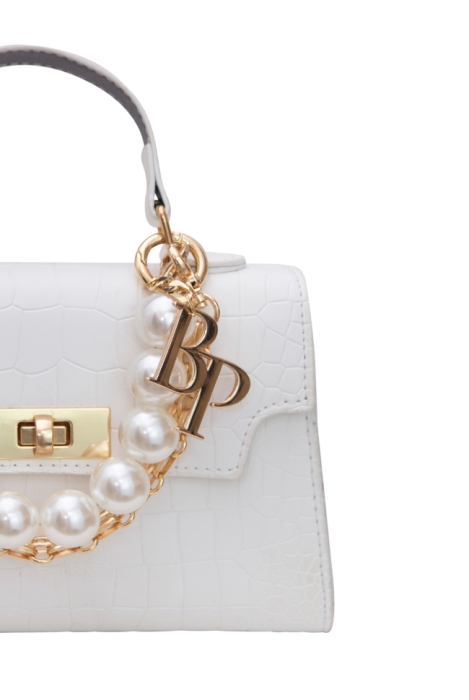 Сумка "Пэгги" белая, эко-кожа, имитация кожи крокодила