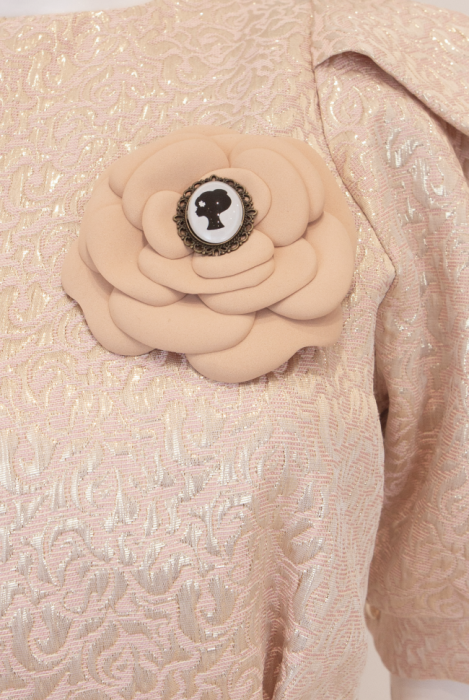 Платье "Розетта" Розовый Футляр , Перламутровый Жаккард (Мини)