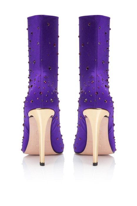 Ботильоны "AW 18-19" бифлекс фиолетовые со стразами