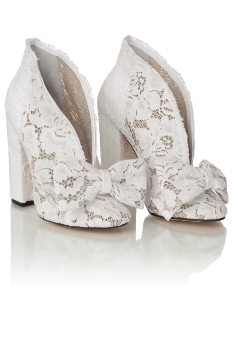Ботильоны "Эйра" кружево белые с бантом
