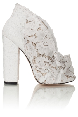 Ботильоны "Эйра" кружево белые с бантом