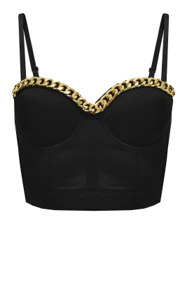 Топ - корсет "Бенита" черный, с крупной золотистой цепью по декольте