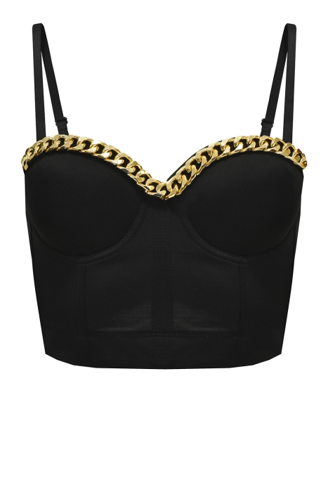 Топ - корсет "Бенита" черный, с крупной золотистой цепью по декольте