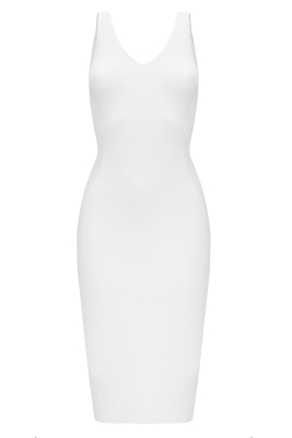 Платье "Эрин" белое, трикотаж, обтягивающее, миди