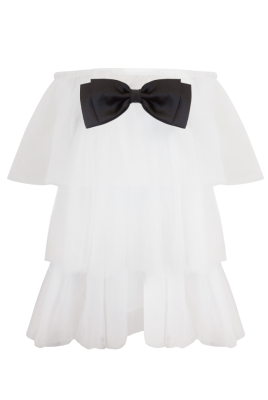 Платье  "Жуллен" , Белое, Воздушное , Ярусами (Мини) 