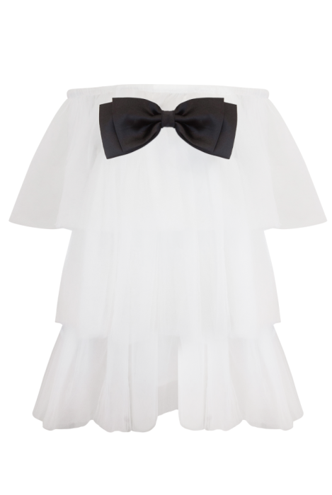 Платье  "Жуллен" , Белое, Воздушное , Ярусами (Мини) 