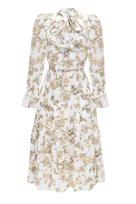 Платье "Флоранс" молочное, цветочный принт, миди
