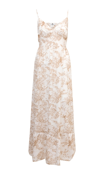 Платье - сарафан "Брайди" белое, бежевый принт "прованс"