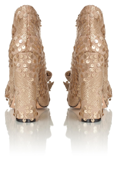 Ботильоны "Эйра" пайетки крупные золотистые с бантом