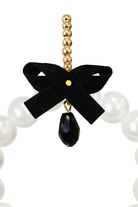 Серьги "Жемчуг" молочные, с черным бантиком