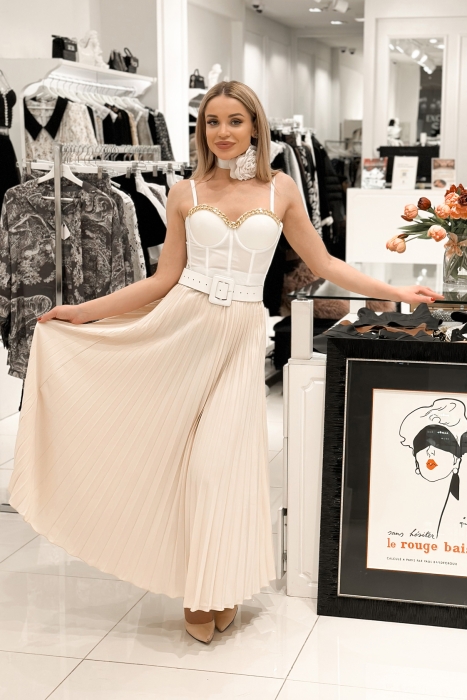 Топ - корсет "Бенита" белый, с крупной золотистой цепью по декольте