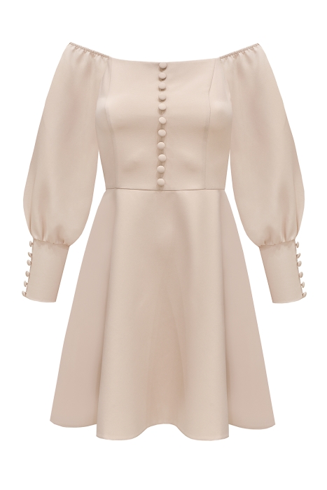 Платье "Андрия" светло-нюдовое, декорированное пуговицами, мини