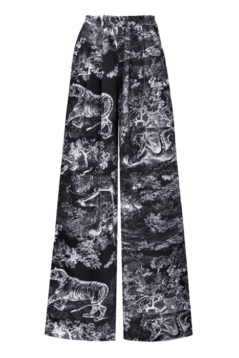 Костюм - пижама "Паскаль" молочный, черный принт "прованс", с поясом