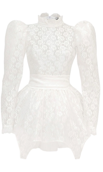 Платье "Дженнер" белое, кружево, мини + подъюбник