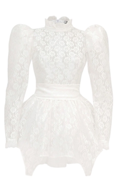 Платье "Дженнер" белое, кружево, мини + подъюбник