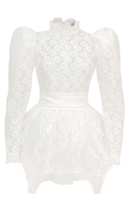 Платье "Дженнер" белое, кружево, мини + подъюбник