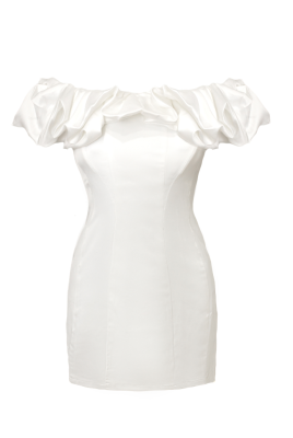 Платье "Карисса" белое, фонарик по декольте