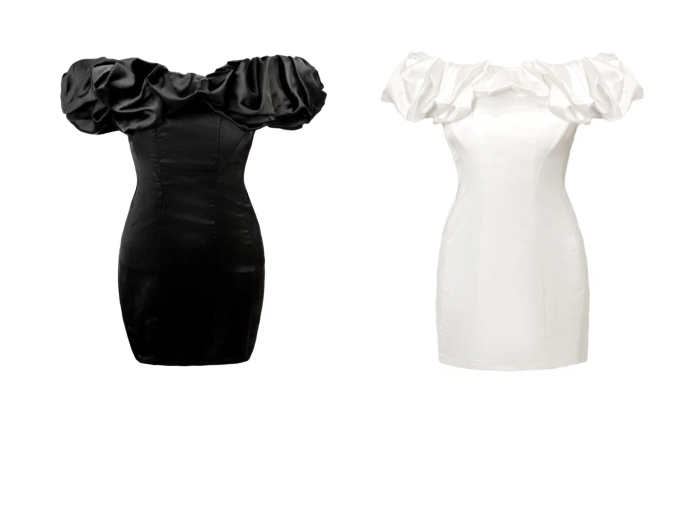 Платье "Карисса" белое, фонарик по декольте