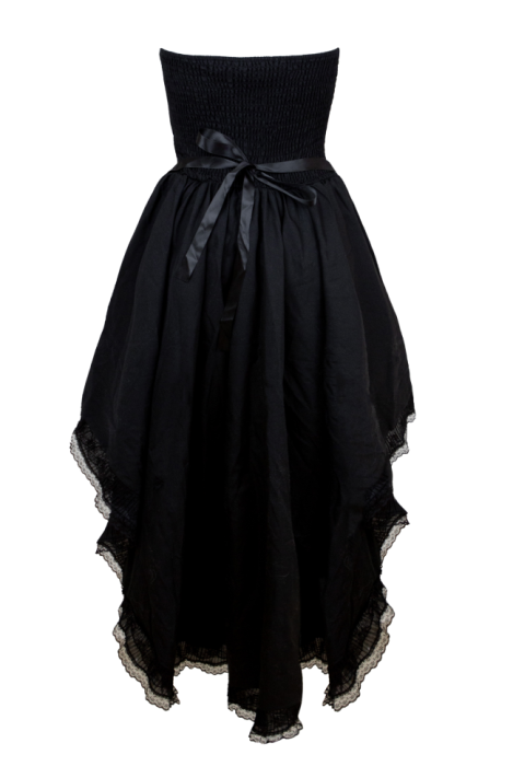 Платье черное, со шлейфом, кружево по декольте