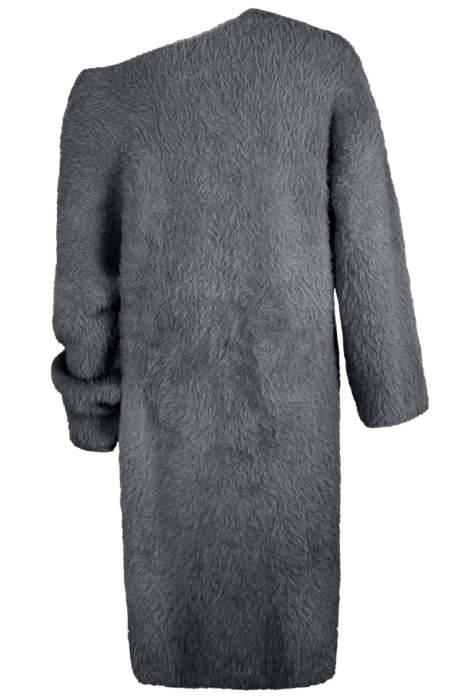 Платье "Амадея" серое (графит), миди, ангора, с брошью, пушистое