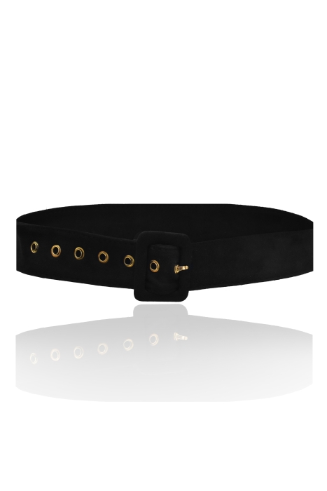 Ремень (пояс) черный, велюр, 45 мм, прямоугольная пряжка