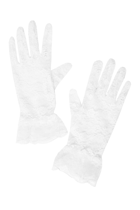 Перчатки "кружево", принт розы, белые, ажурные