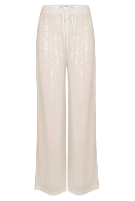 Брюки "Эрлис" белые, пайетки мультицвет, палаццо