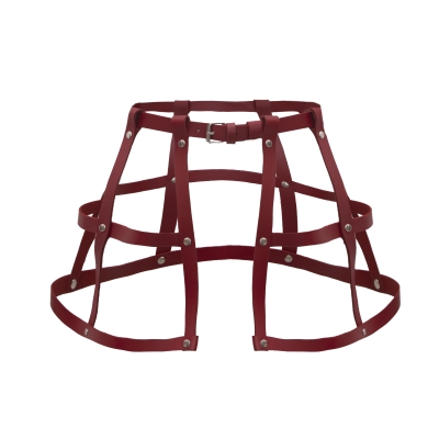 Пояс - баска красная, полоски кожи (натуральная), с клепками