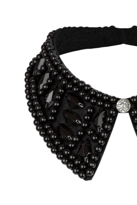 Воротник из черного жемчуга со стразом 