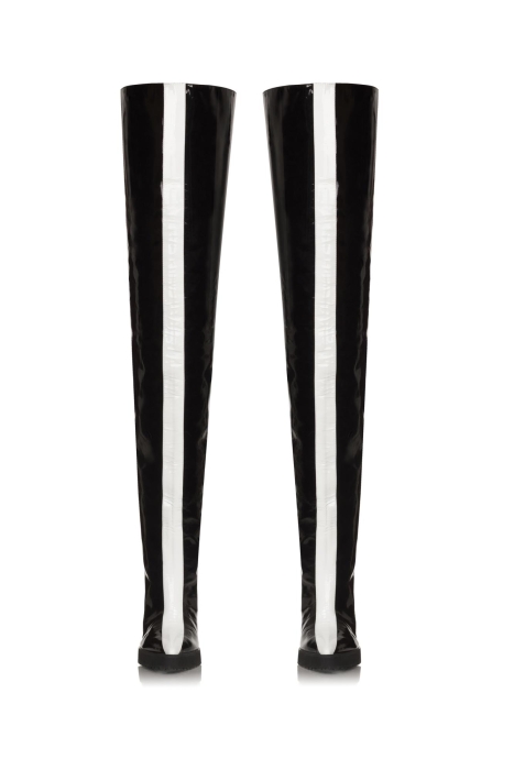 Ботфорты лак черный, белый лампас