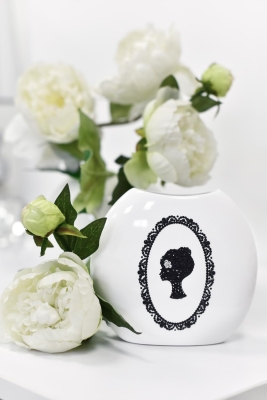 Ваза "ЛОГО" белая, керамика, стразы Swarovski