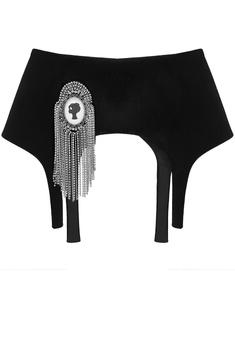 Пояс - корсет - баска, с эполетом  - брошью из страз "Лого"