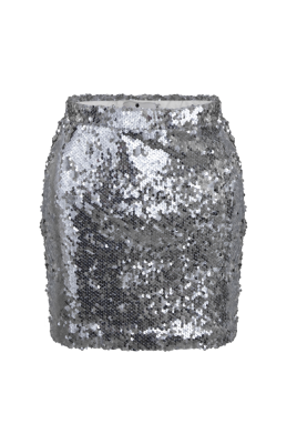 Юбка "Ронни" белая, серебристые пайетки (38 см)