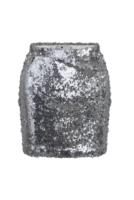 Юбка "Ронни" белая, серебристые пайетки (38 см)