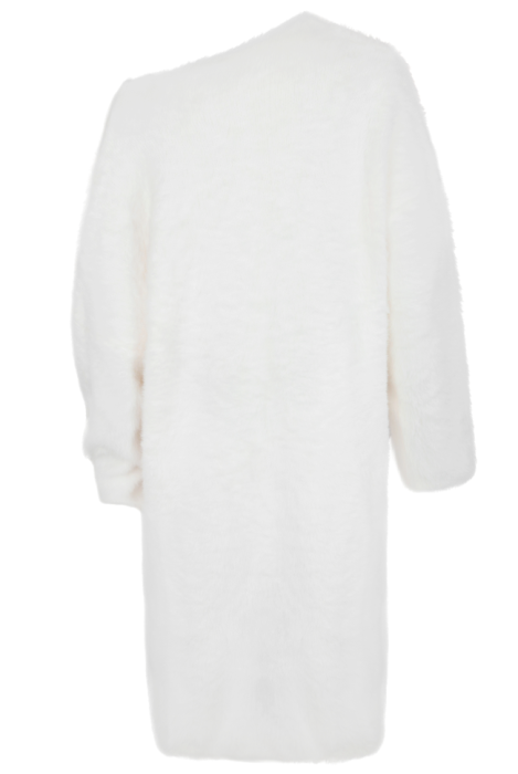 Платье "Амадея" белое, миди, ангора, с брошью, пушистое