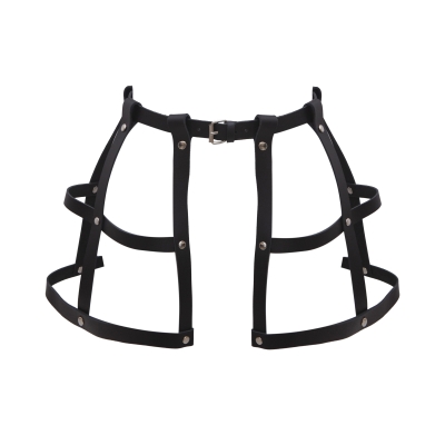 Пояс - баска черная, полоски кожи (натуральная), с клепками