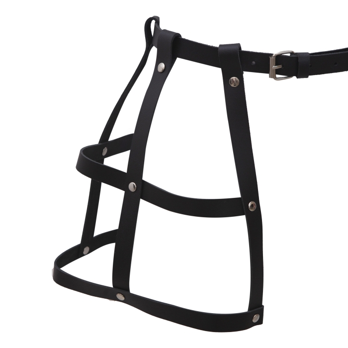 Пояс - баска черная, полоски кожи (натуральная), с клепками