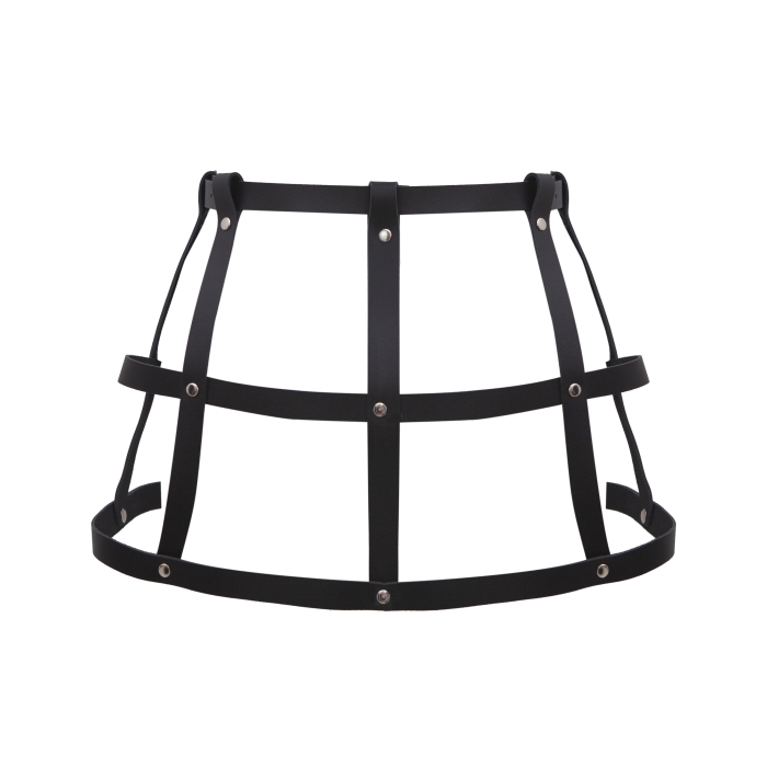 Пояс - баска черная, полоски кожи (натуральная), с клепками