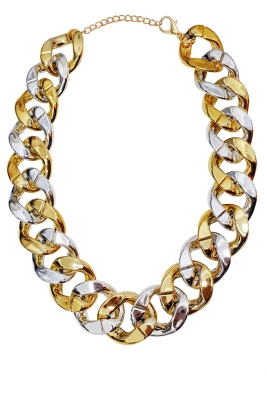 Чокер (колье) "Сузанна", крупная золотисто - серебристая цепь