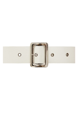 Ремень (пояс) белый (48мм), эко-кожа, пряжка 50мм (серебро)