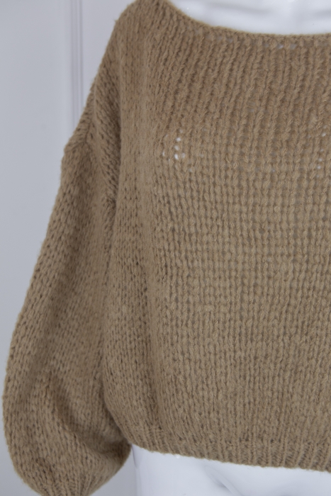 Джемпер (кофта, свитер) "Лусио" бежевый, крупная вязка, на одно плечо