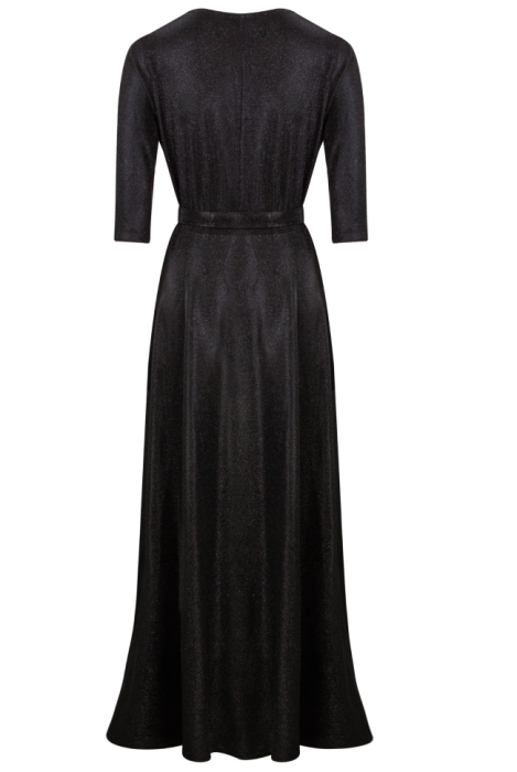 Платье "Жозе - Мадлен", макси, чёрное, люрекс, на запах