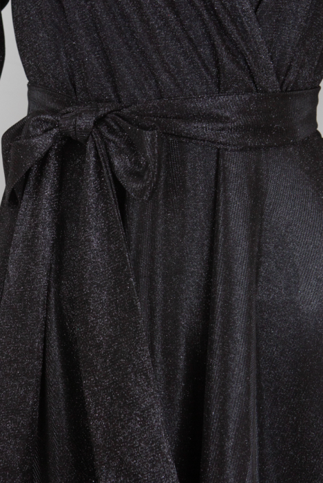 Платье "Жозе - Мадлен", макси, чёрное, люрекс, на запах