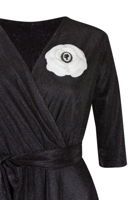 Платье "Жозе - Мадлен", макси, чёрное, люрекс, на запах