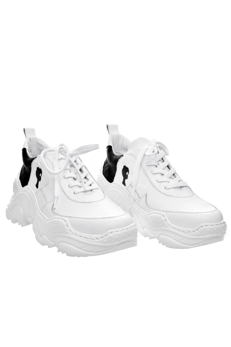 Кроссовки "SS 19" белые флотер, лого